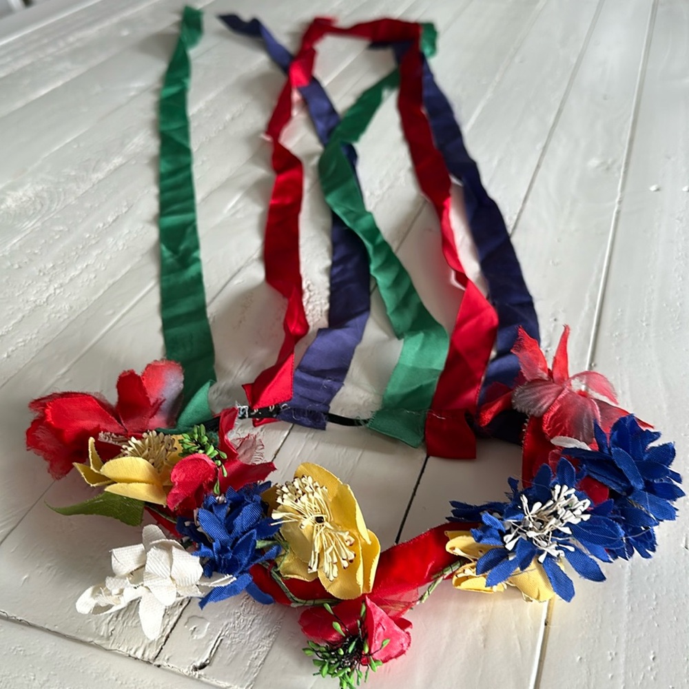 Vintage original Traditional Flower Ukrainian Headband, Folk Head Attire, Vinok